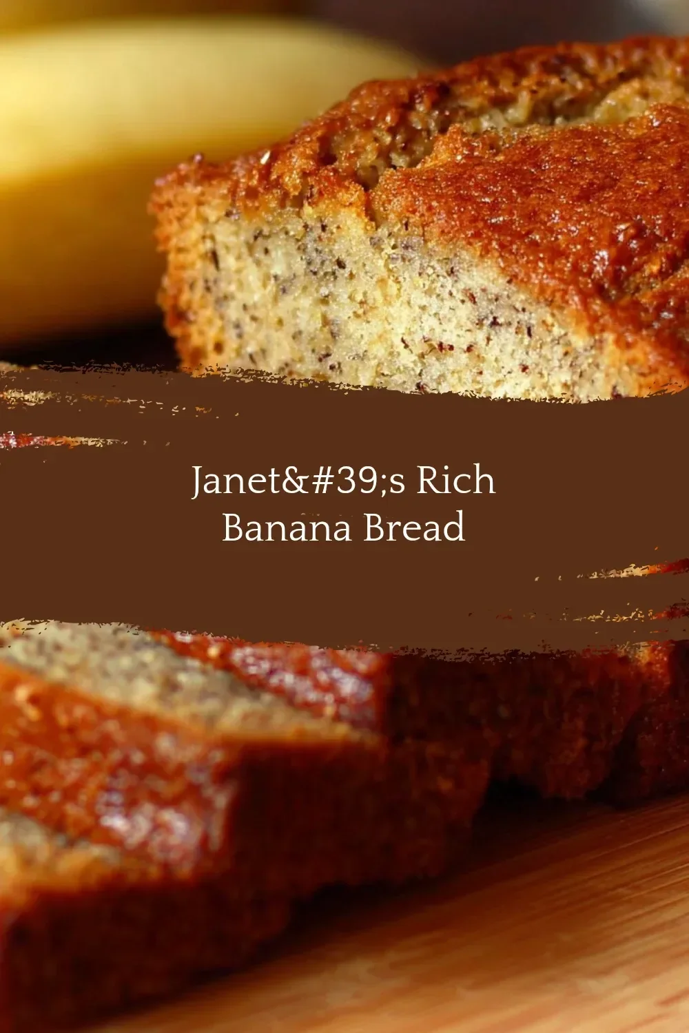 Slice of Janet's rich banana bread served on a plate