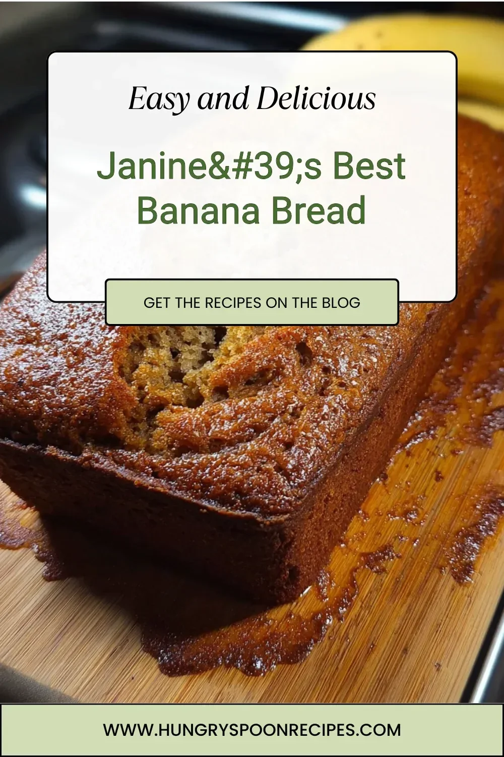 Delicious slice of Janine's best banana bread on a rustic wooden table