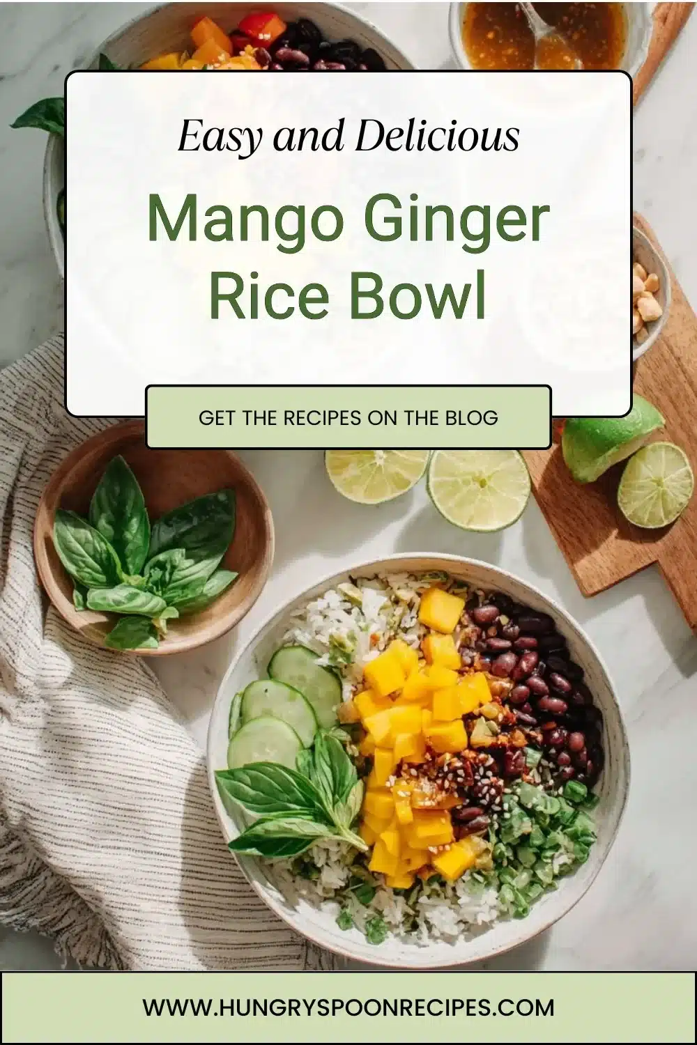 Colorful Mango Ginger Rice Bowl with fresh ingredients and vibrant presentation