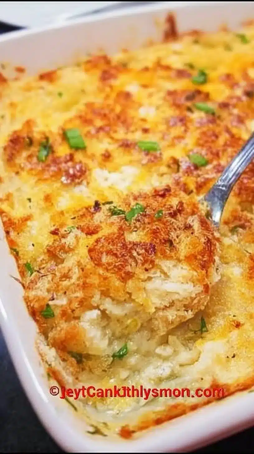 Million Dollar Chicken Casserole 1 Delicious Million Dollar Chicken Casserole baked and served in a casserole dish