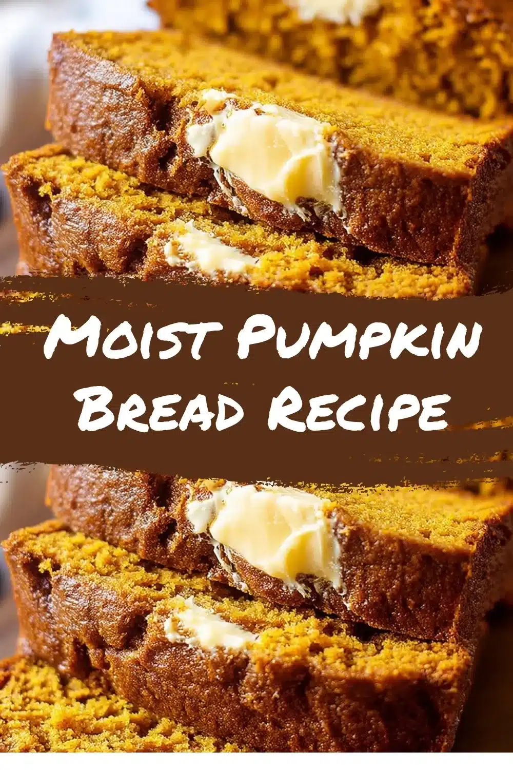 Moist pumpkin bread loaf fresh out of the oven