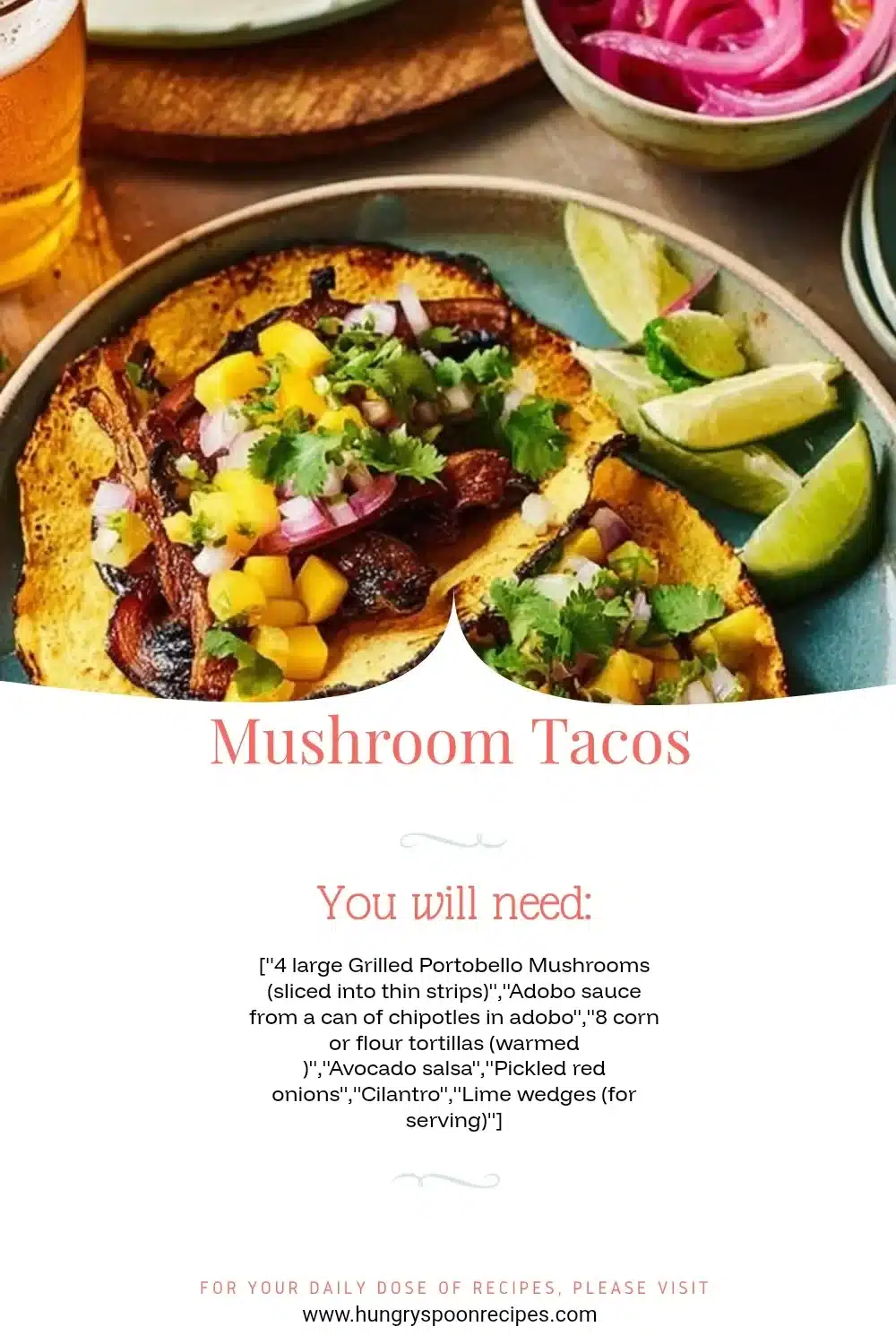 Delicious mushroom tacos ready to be served with fresh toppings
