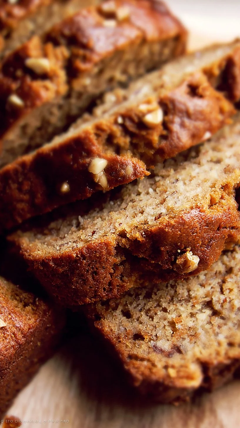 Delicious slice of homemade banana bread on a wooden table