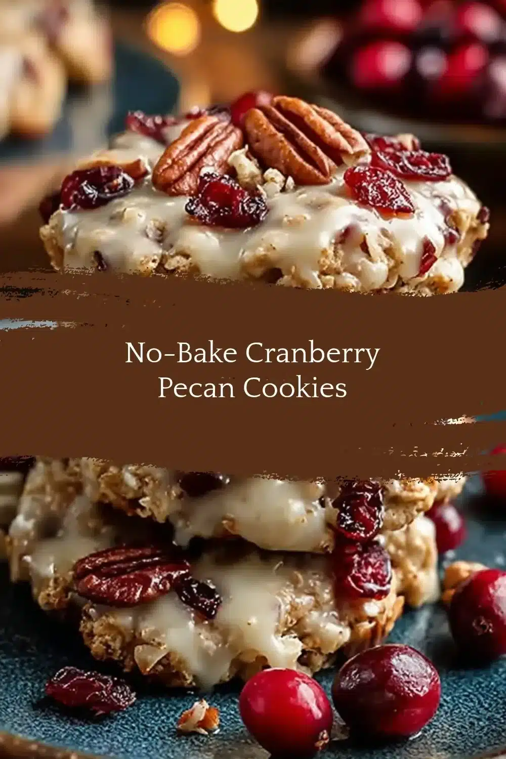 Delicious no-bake cranberry pecan cookies on a plate