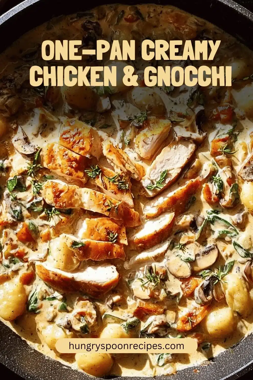 One-Pan Creamy Chicken Gnocchi served in a bowl with fresh herbs