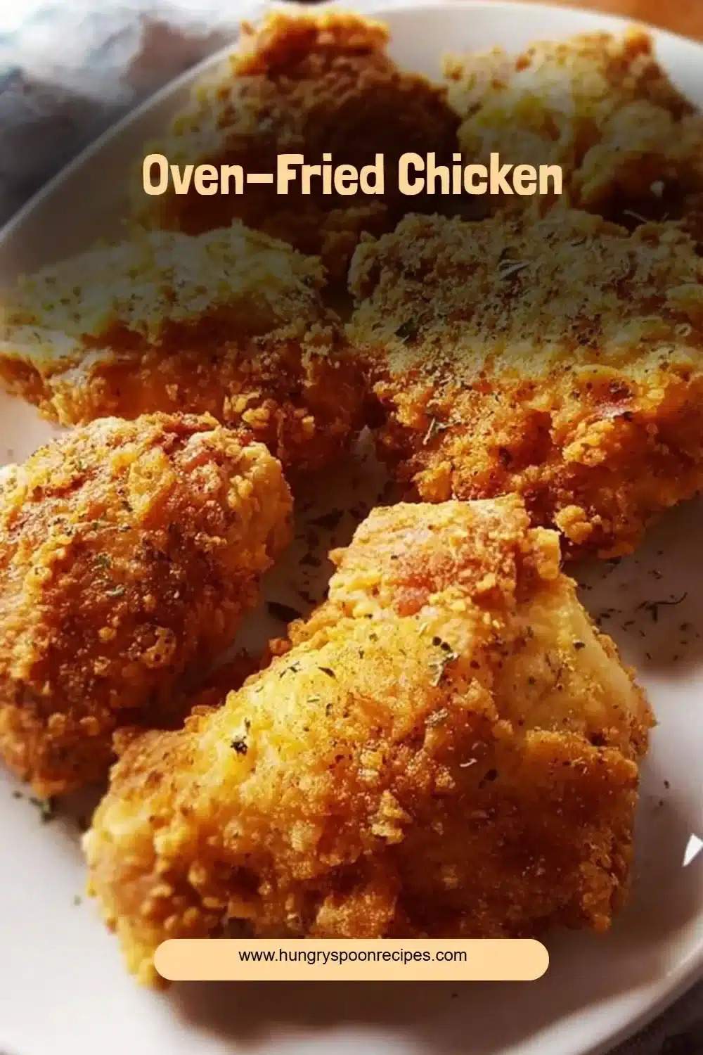 Crispy and juicy oven-fried chicken ready to be served