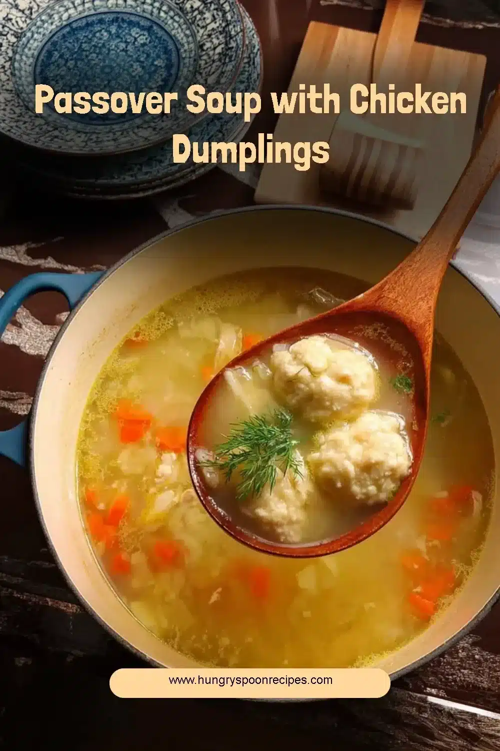 Delicious Passover soup with chicken dumplings served in a bowl