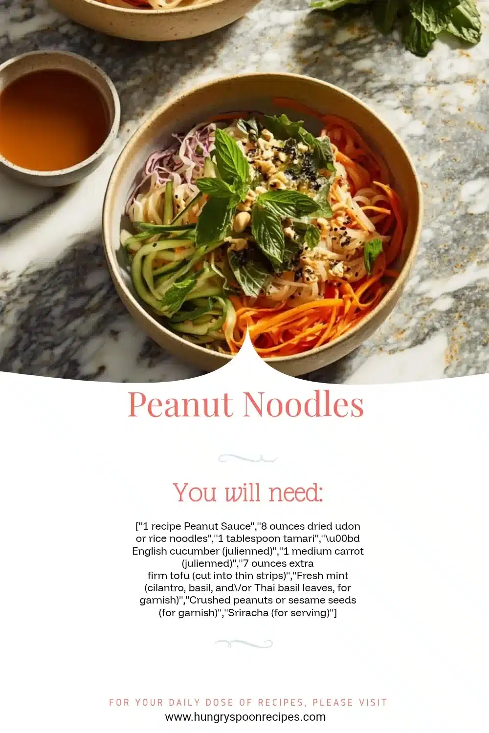 Peanut Noodles 1 Bowl of peanut noodles garnished with chopped peanuts and cilantro