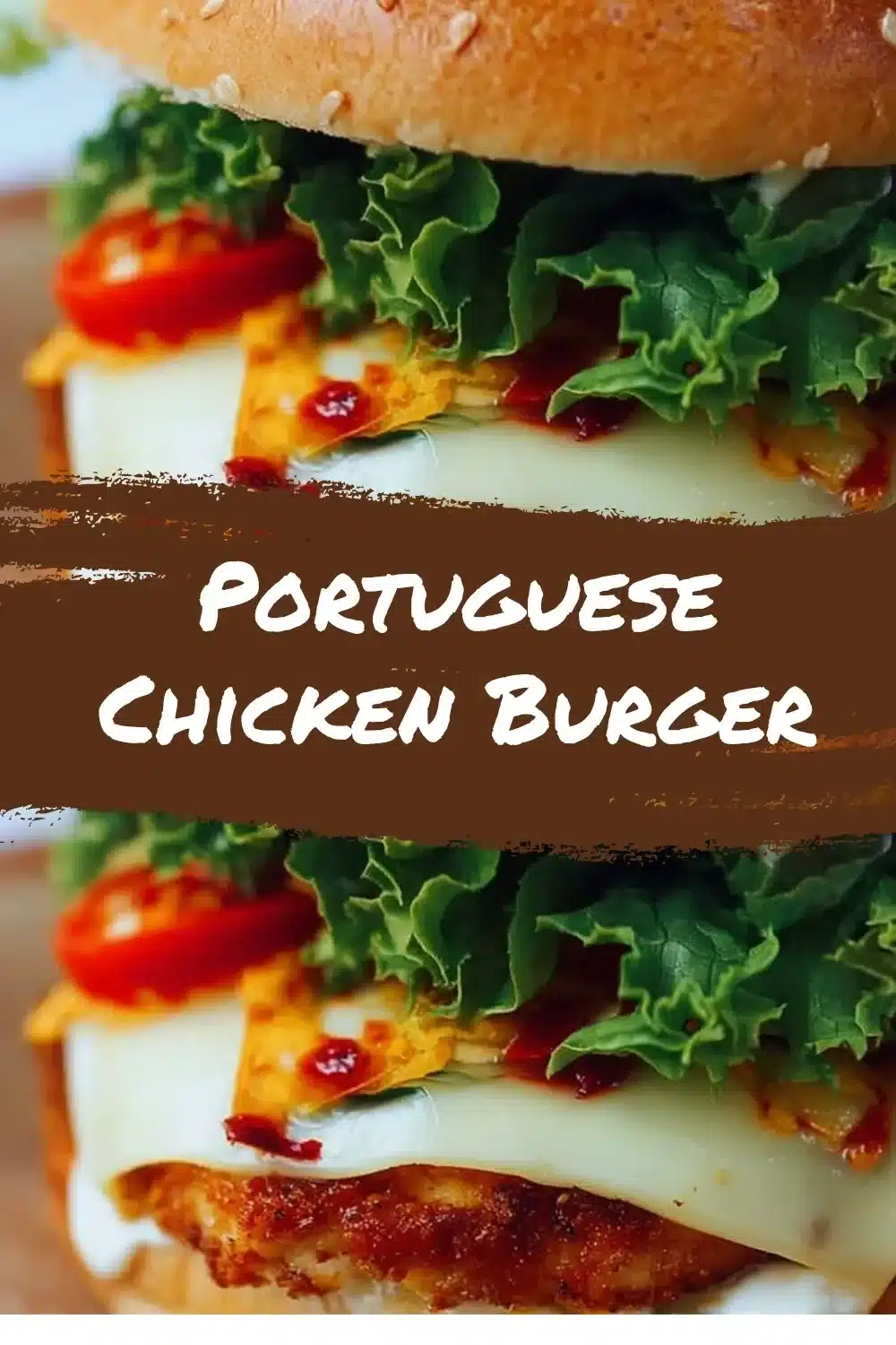 Portuguese Chicken Burger 1 Delicious Portuguese Chicken Burger with spicy seasonings and fresh toppings