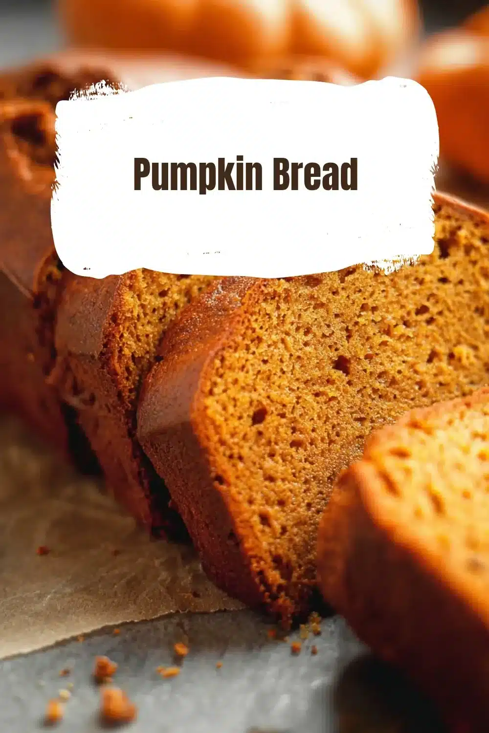 Loaf of freshly baked pumpkin bread with spices and nuts