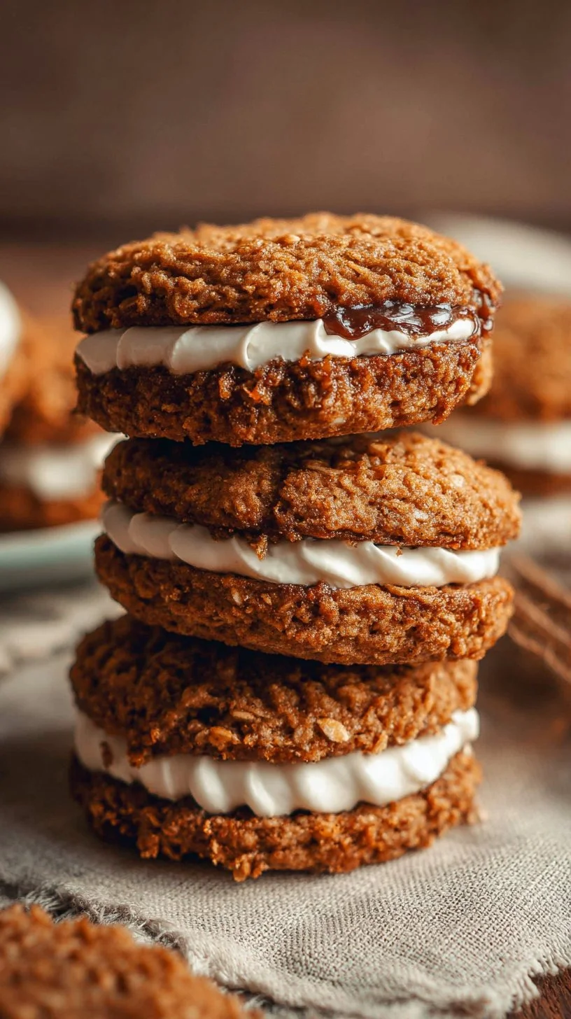 Delicious Pumpkin Oatmeal Cream Pies with a creamy filling and fall spices