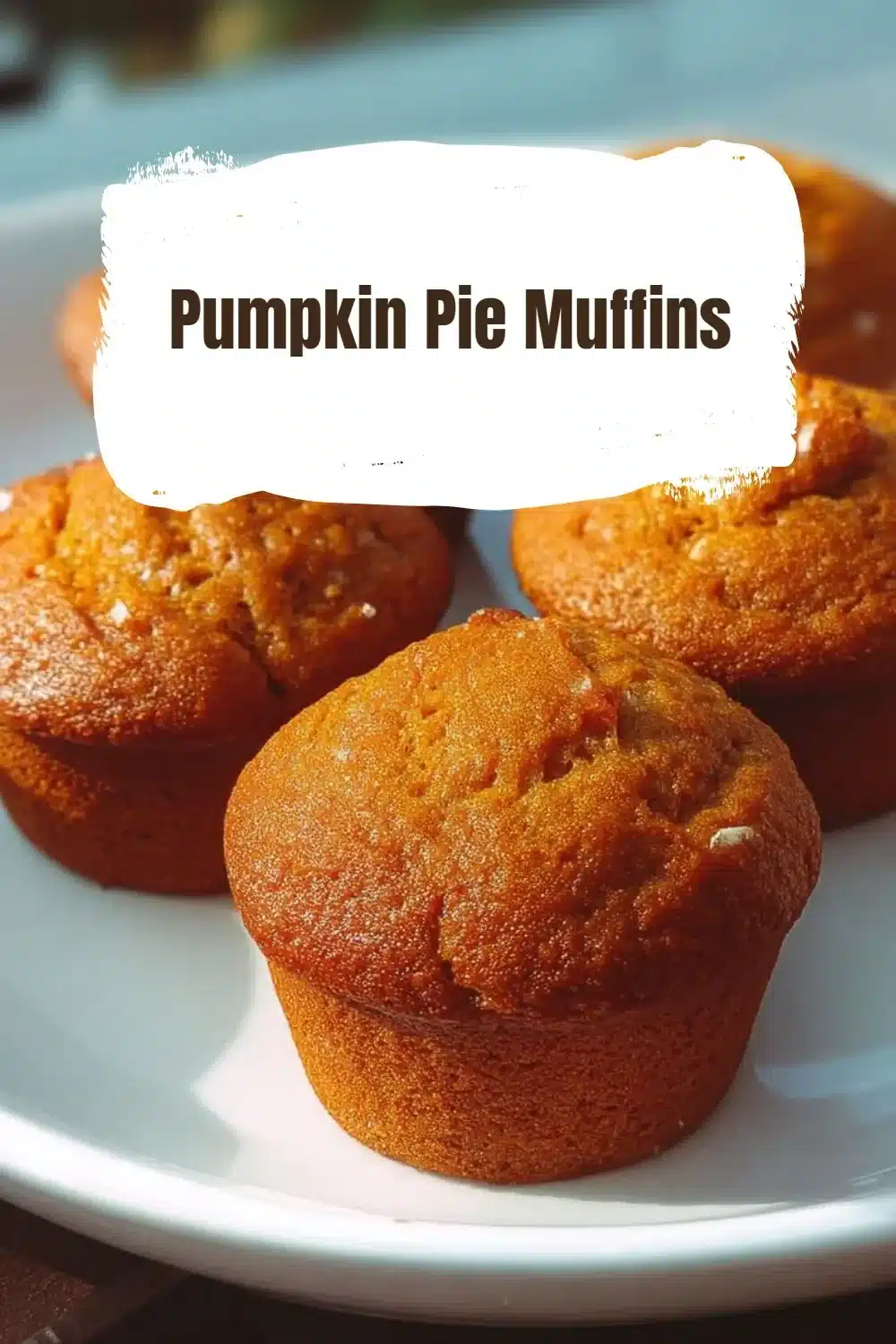 Freshly baked pumpkin pie muffins topped with spices and pumpkin seeds