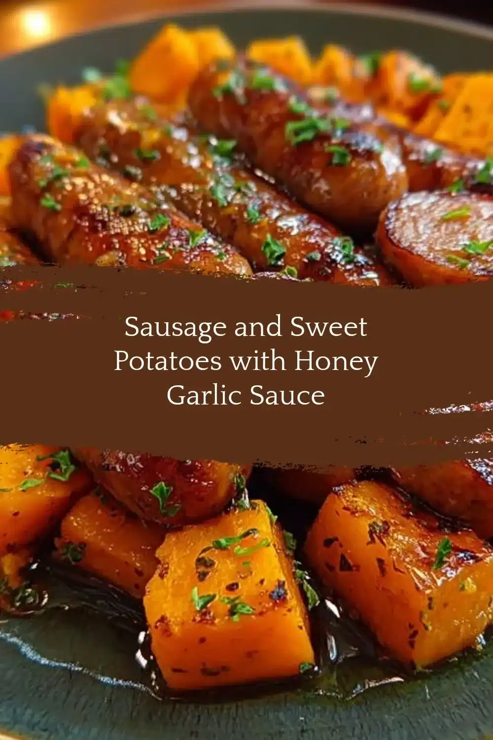 Sausage and sweet potatoes cooked in honey garlic sauce