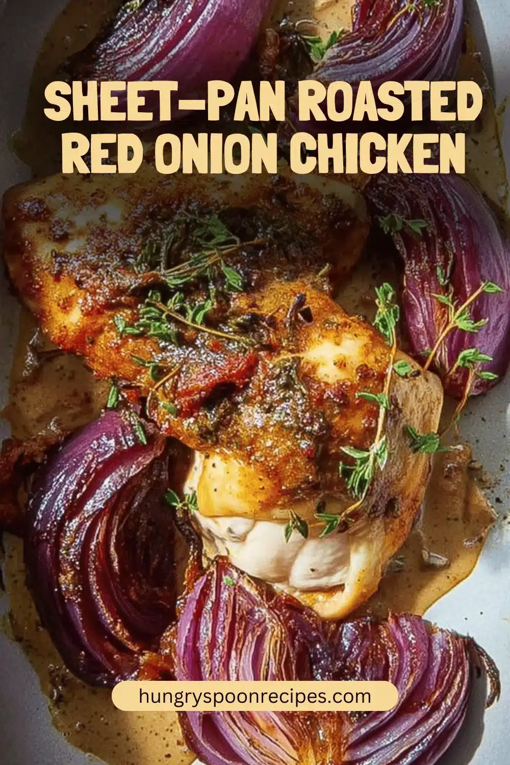 Sheet-Pan Roasted Red Onion Chicken 1 Delicious sheet-pan roasted red onion chicken with vibrant vegetables