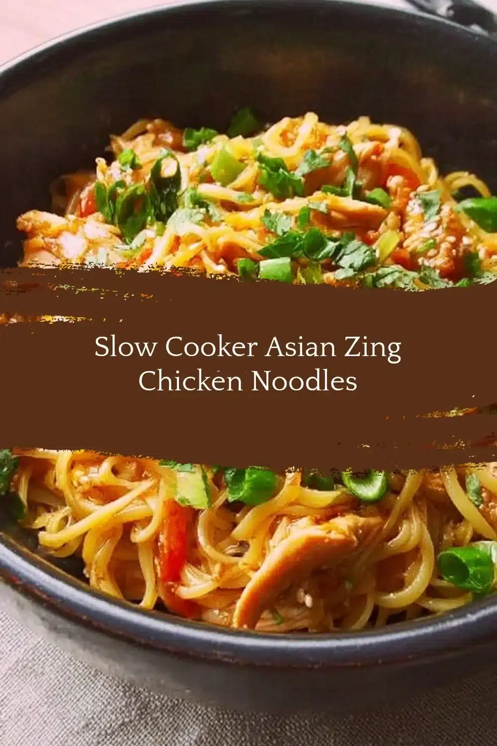 Slow Cooker Asian Zing Chicken Noodles 1 Slow Cooker Asian Zing Chicken Noodles dish served in a bowl