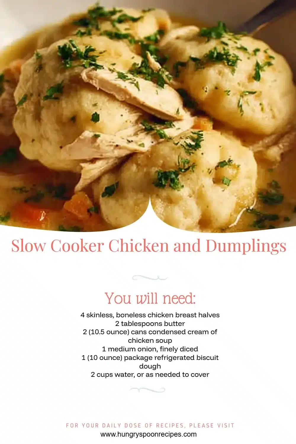 Delicious slow cooker chicken and dumplings in a hearty broth