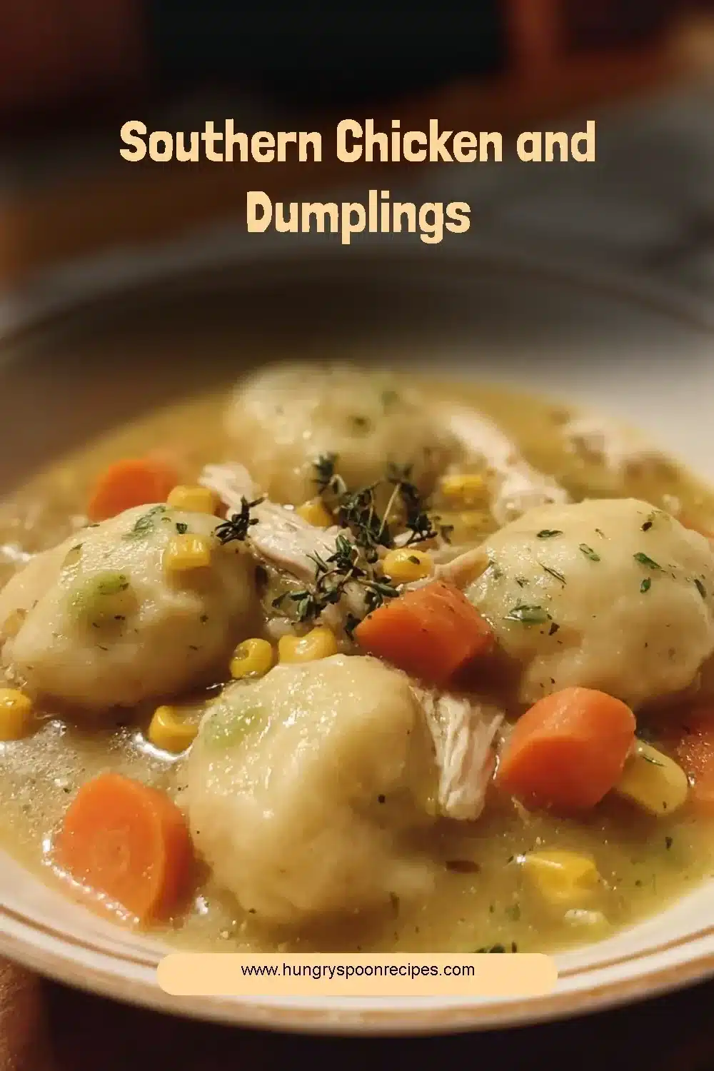 Delicious Southern Chicken and Dumplings served in a bowl