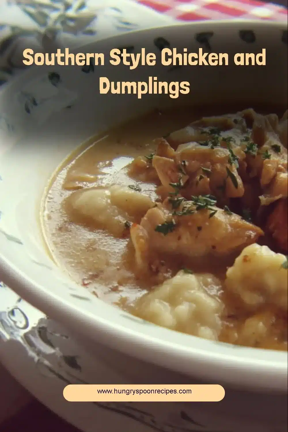 Delicious Southern Style Chicken and Dumplings in a bowl