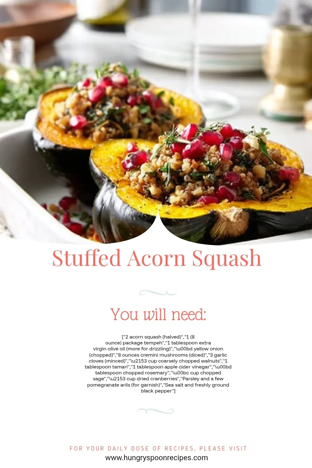 Stuffed Acorn Squash 1 Deliciously stuffed acorn squash filled with savory ingredients for a perfect fall meal.