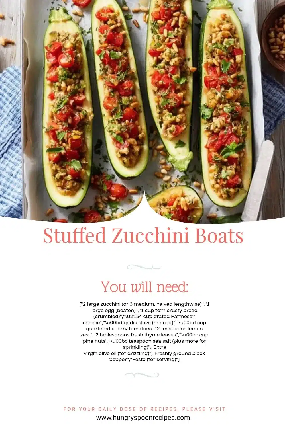 Delicious stuffed zucchini boats filled with vegetables and herbs