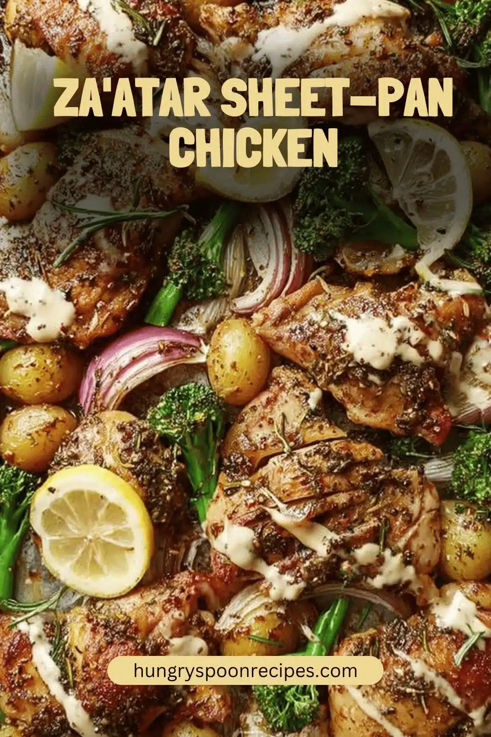 Delicious Za'atar Sheet-Pan Chicken served with colorful vegetables