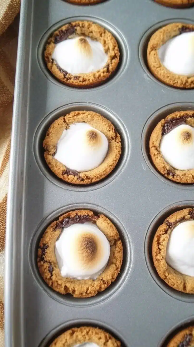 4 Ingredient S'mores Cookie Cups Recipe 1 Delicious 4 Ingredient S'mores Cookie Cups with chocolate and marshmallows