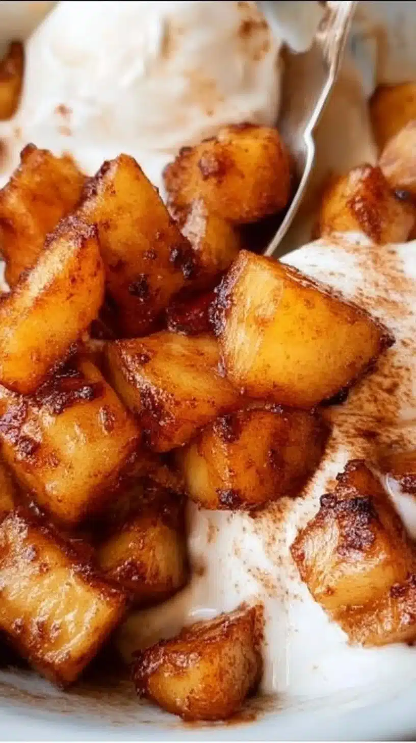 Crispy Air Fryer Apples served in a bowl with cinnamon