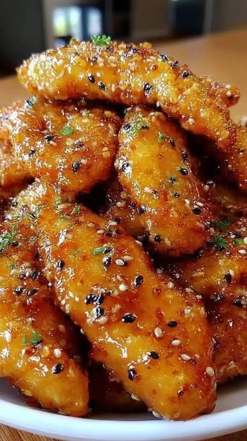 Air Fryer Honey Butter Garlic Chicken Tenders 1 Air Fryer honey butter garlic chicken tenders on a plate with dipping sauce