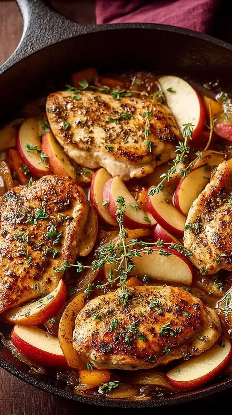 Autumn Harvest Chicken Skillet 1 Autumn Harvest Chicken Skillet with vegetables and tender chicken in a pan.