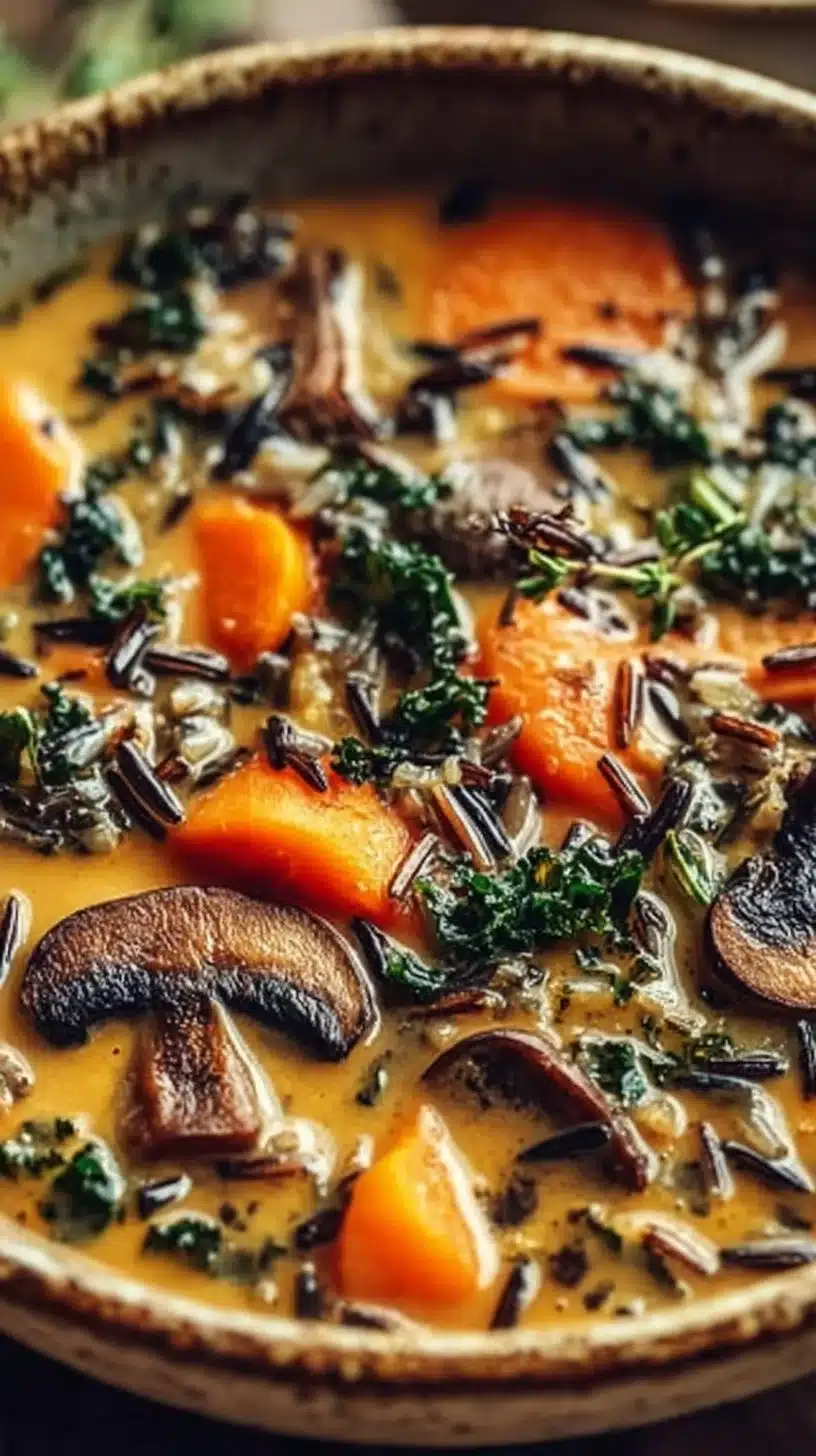 Autumn Wild Rice Soup: The Ultimate Fall Comfort Food 1 Bowl of Autumn Wild Rice Soup with vegetables and herbs