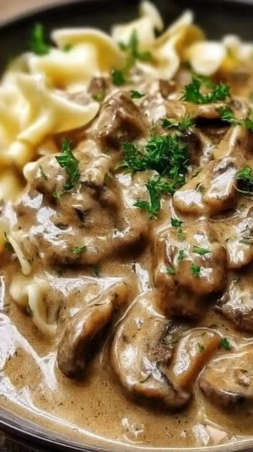 Beef Stroganoff 1 Delicious Beef Stroganoff served with pasta in a creamy sauce.