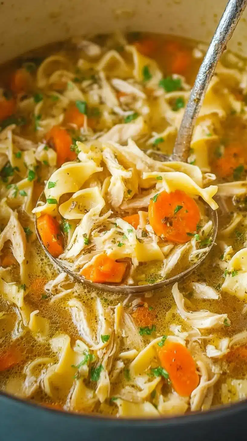 Best Chicken Noodle Soup with Egg Noodles 1 Delicious bowl of homemade chicken noodle soup with egg noodles.