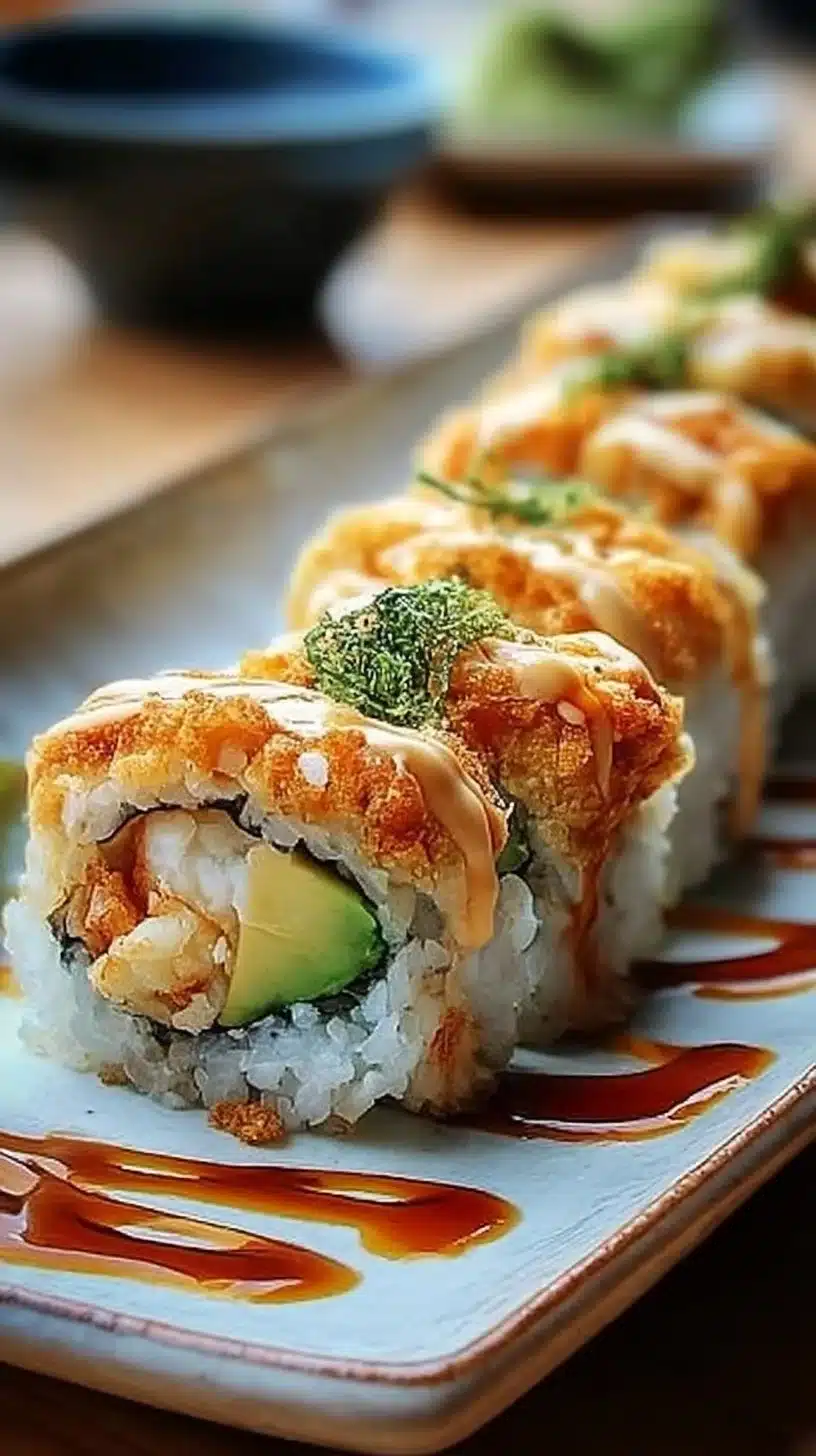 California Crunch Roll sushi with fresh ingredients and crispy textures