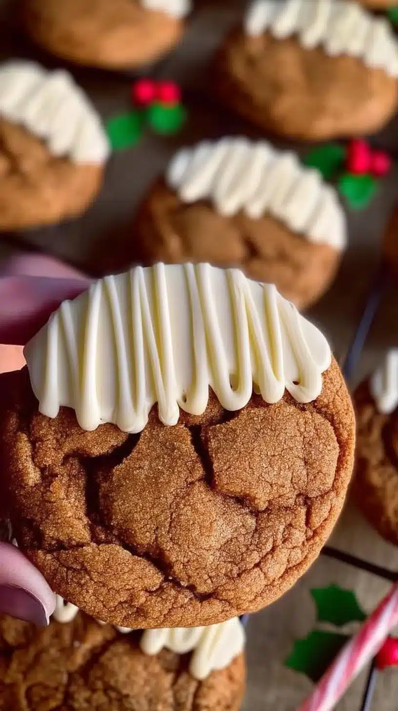 Chewy Maple Cinnamon Cookies with White Chocolate 1 Chewy maple cinnamon cookies with white chocolate chunks on a cooling rack