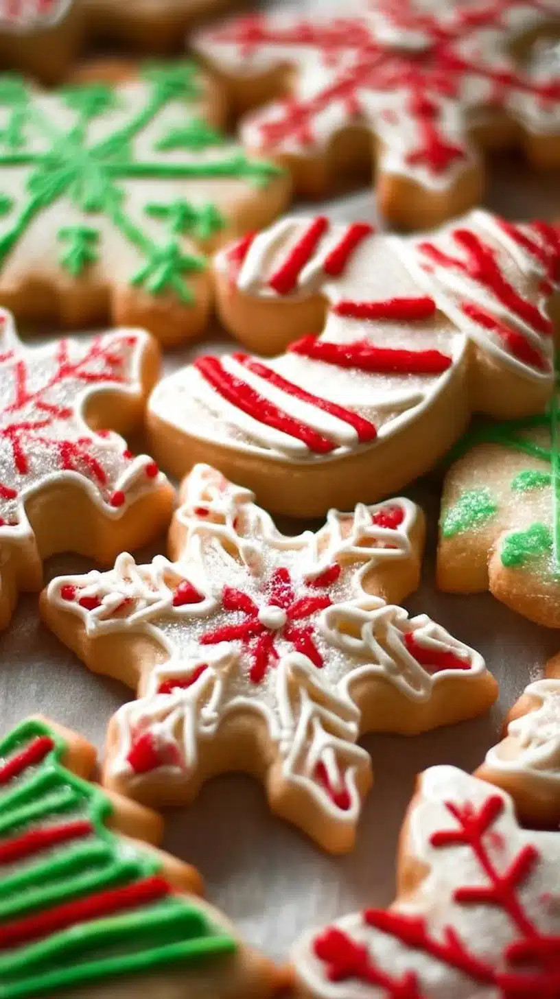 Christmas Cookies (Vanilla Biscuits / Sugar Cookies) 1 Plate of decorated Christmas cookies including vanilla biscuits and sugar cookies