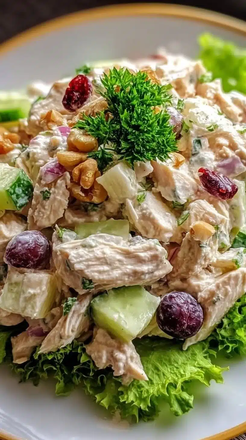 Classic Chicken Salad 1 Classic chicken salad served in a bowl with fresh ingredients