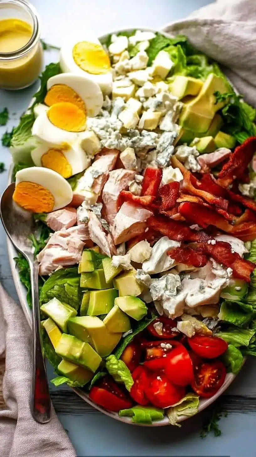 Cobb Salad Recipe 1 Delicious and colorful Cobb Salad with fresh vegetables and toppings