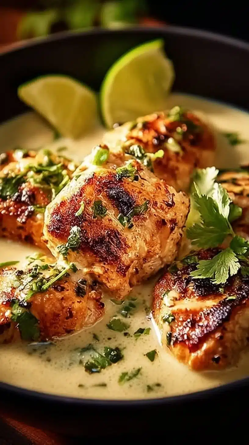 Creamy Coconut Lime Chicken: An Incredible Ultimate Recipe for 1 Pot Meal 1 Creamy coconut lime chicken dish served in a one pot with garnishes