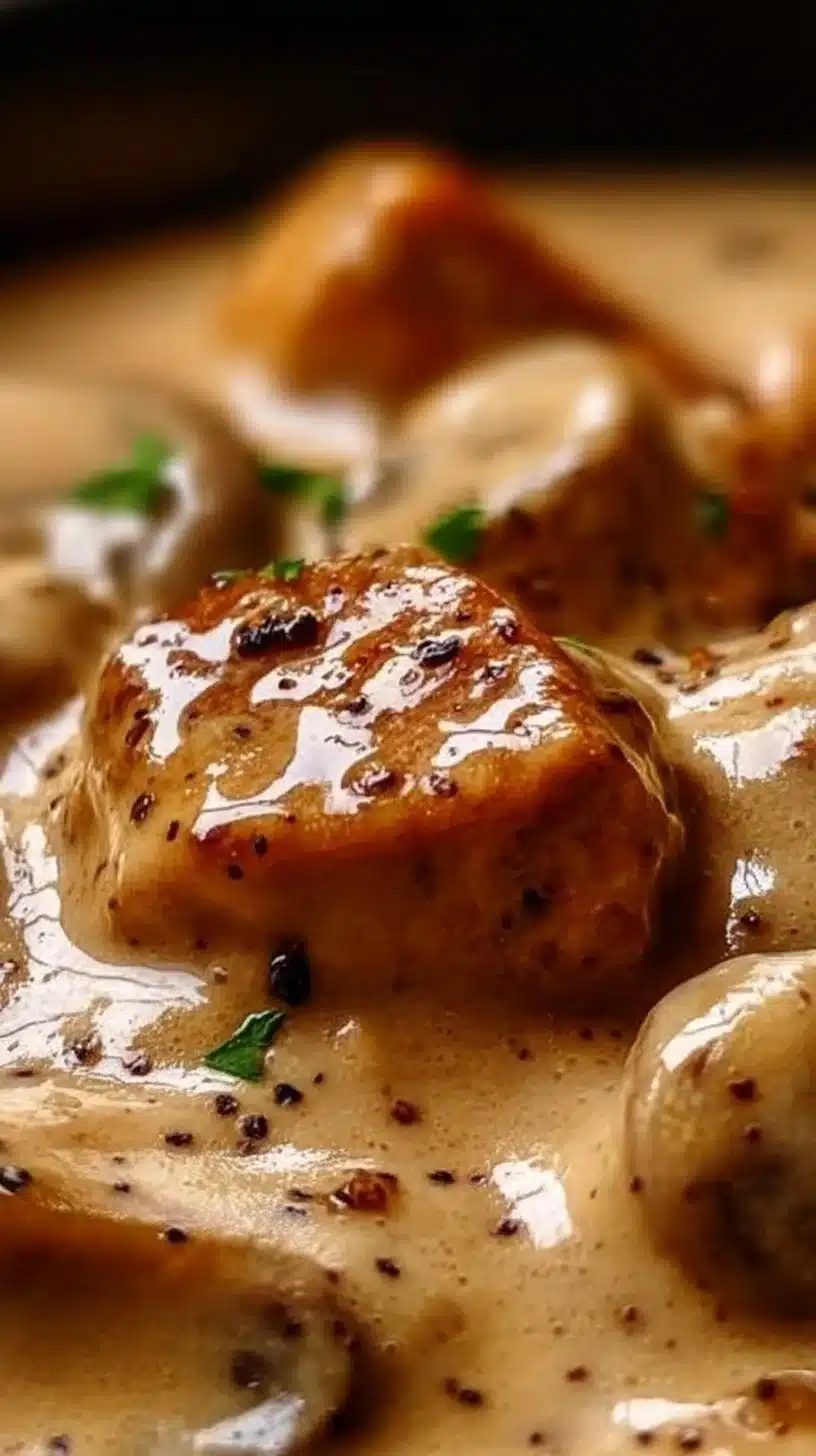 Creamy German Hunter's Sauce 1 Creamy German Hunter's Sauce in a serving dish with fresh herbs