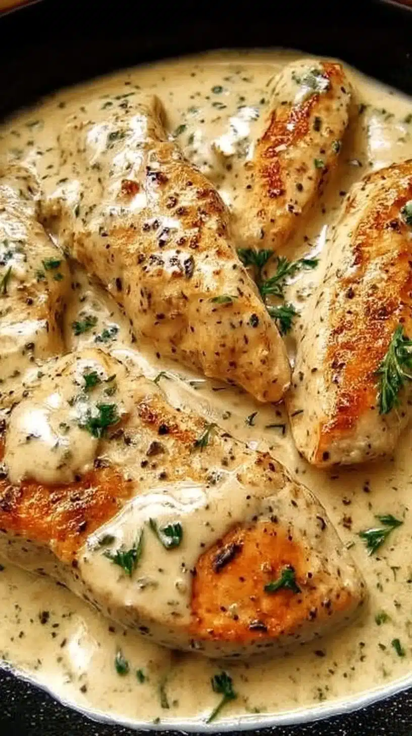 Creamy Ranch Chicken 1 Creamy ranch chicken served with vegetables on a plate