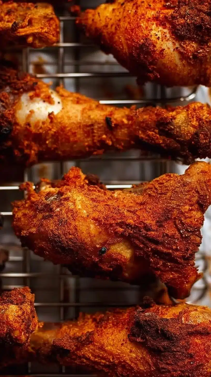 Crispy Baked Chicken Drumsticks Recipe 1 Crispy baked chicken drumsticks served on a plate with herbs