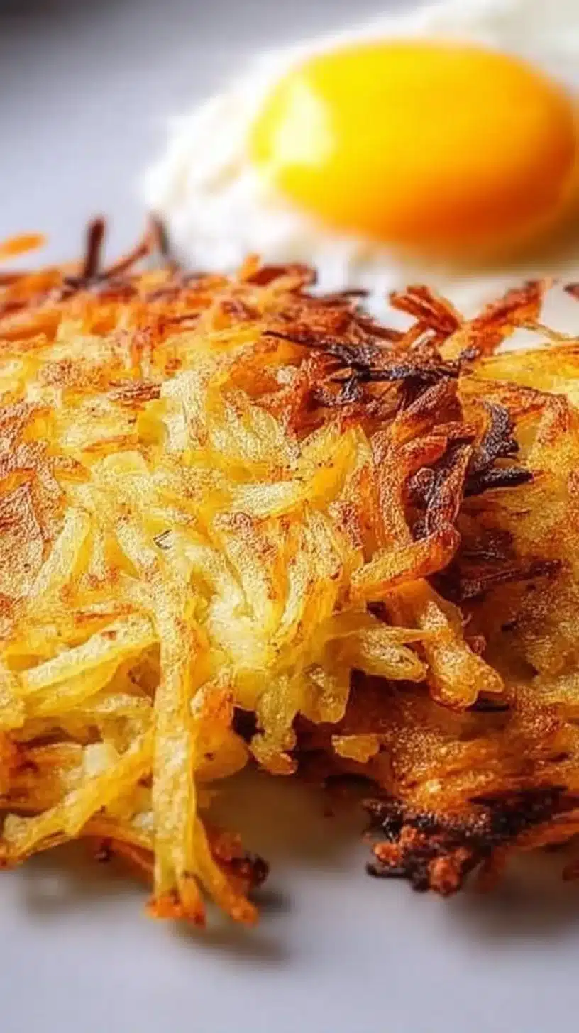 Crispy Spaghetti Squash Hash Browns 1 Crispy spaghetti squash hash browns served on a plate with herbs