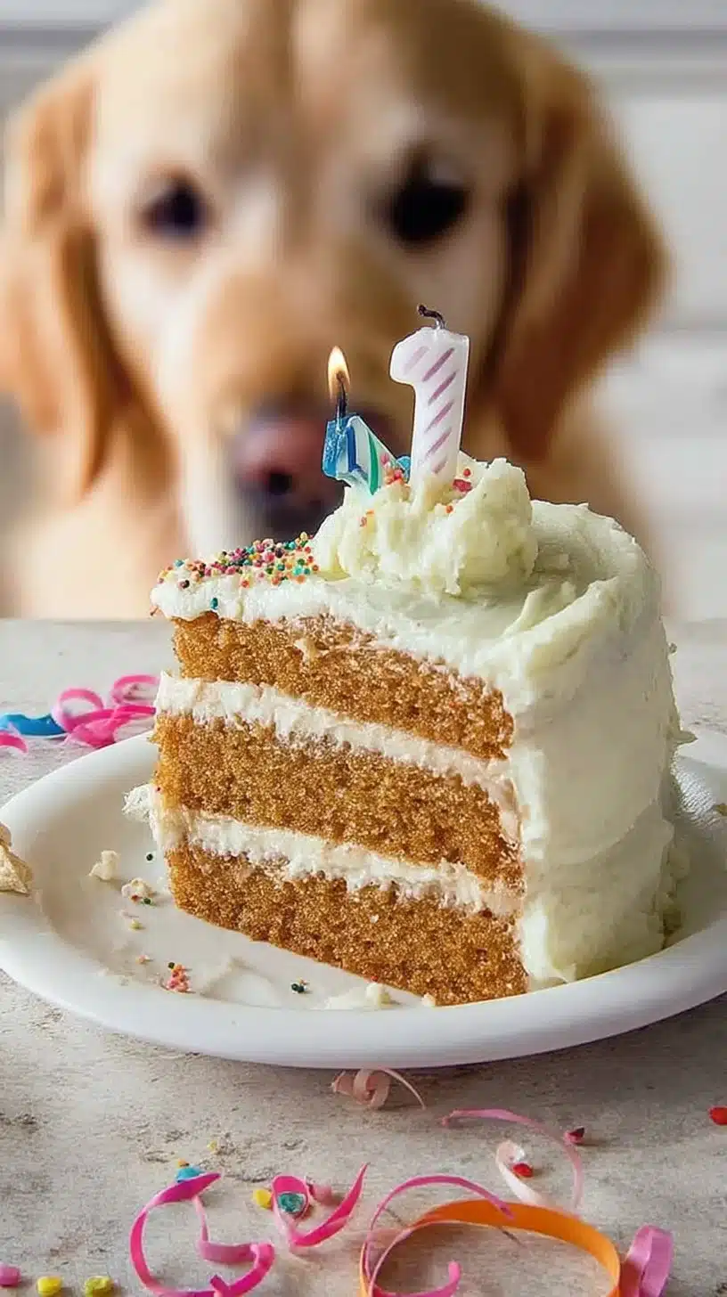 Dog Cake Recipe with Dog-Friendly Fluffy Frosting 1 Homemade dog cake with fluffy frosting for dogs