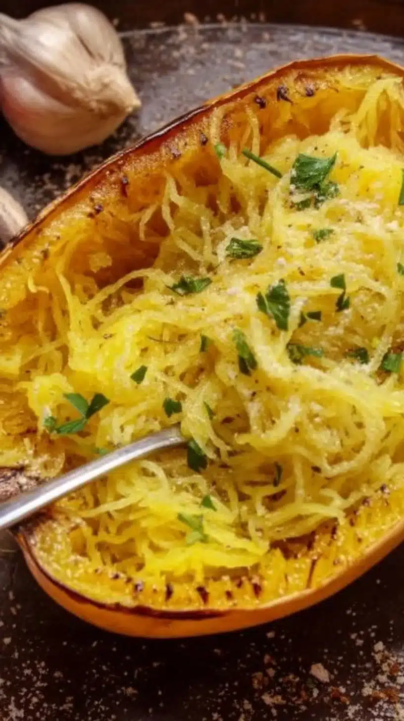 Easy Baked Spaghetti Squash 1 Delicious baked spaghetti squash topped with herbs and cheese