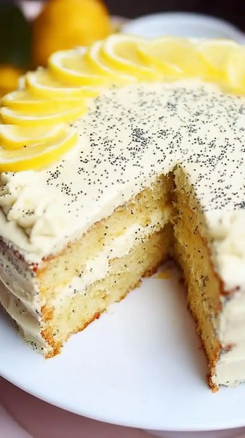 Easy Lemon Birthday Cake 1 Easy lemon birthday cake with bright frosting and fresh lemon slices