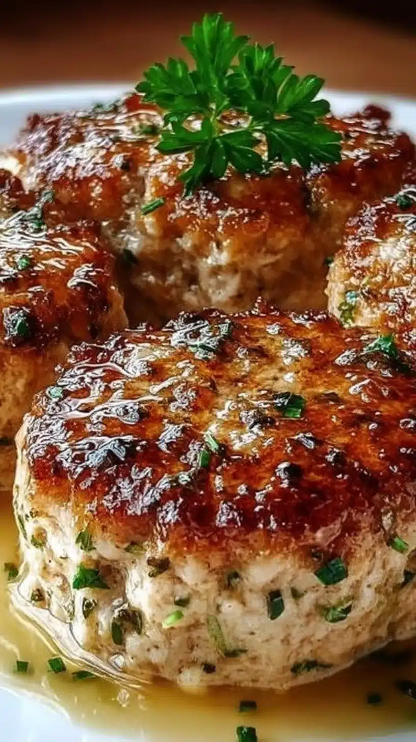 Garlic Parmesan Chicken Meatloaf 1 Garlic Parmesan Chicken Meatloaf served on a plate with garnishes.