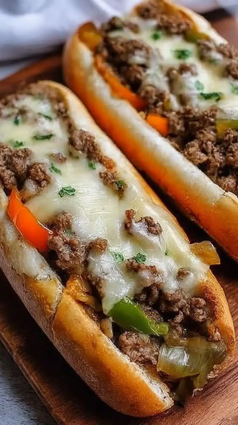 Ground Beef Philly Cheesesteaks: An Incredible Ultimate Recipe That Will Change Your Game 1 Delicious Ground Beef Philly Cheesesteaks served on a platter