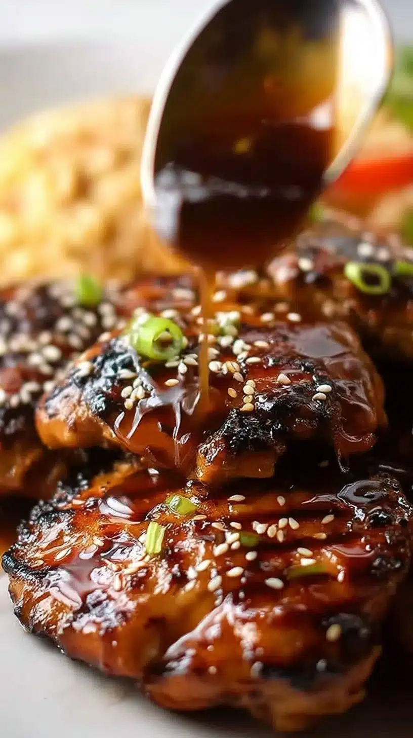Honey Soy Chicken - Marinade and Sauce 1 A plate of Honey Soy Chicken with flavorful marinade and sauce