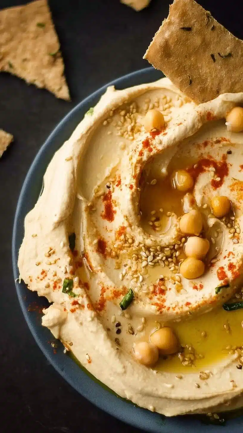 Hummus Recipe 1 Homemade hummus served with fresh vegetables and pita bread