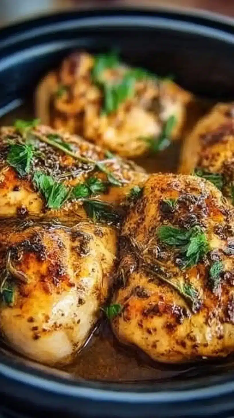 Instant Pot Chicken 1 Plate of flavorful Instant Pot chicken topped with herbs and served with vegetables